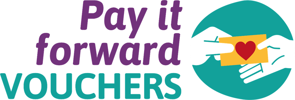 a purple and white text on a black background